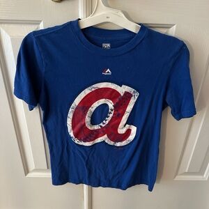 Majestic Royal Blue Kids Tee with Red and White Logo